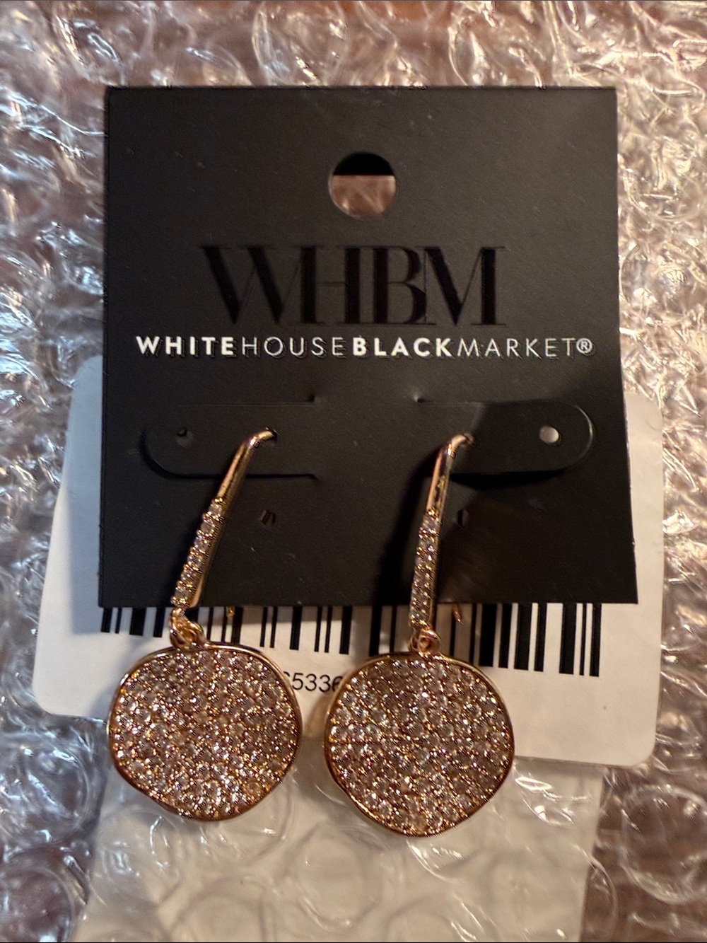 White House Black Market Rose Gold Pavé Drop Earrings
